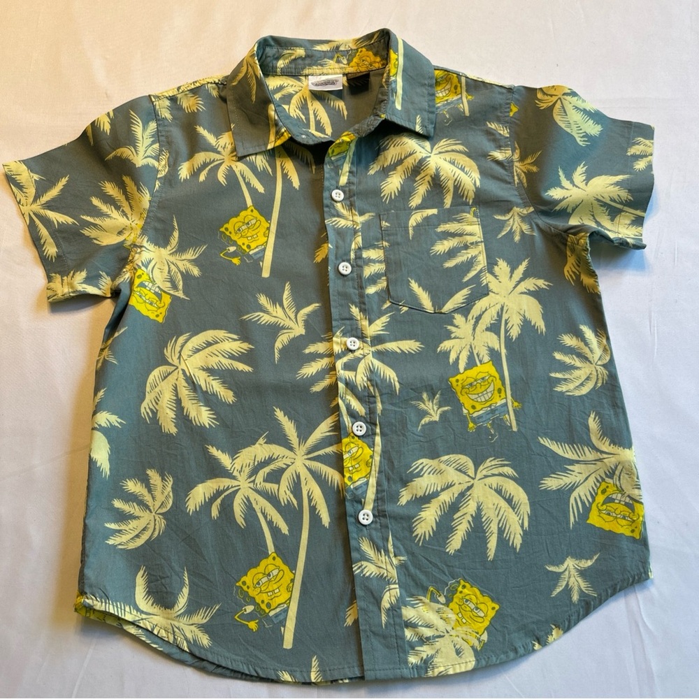 SpongeBob SquarePants Boys Small Button Up Hawaiian Shirt Nickelodeon